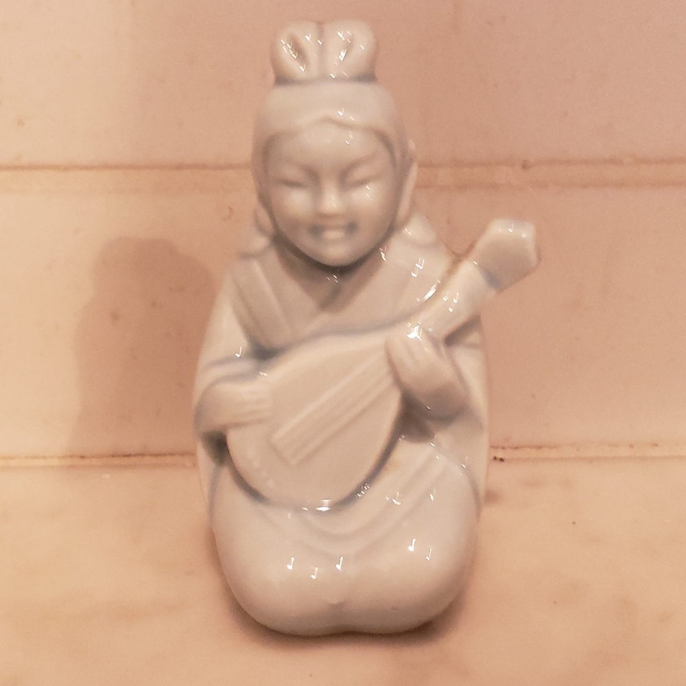 Nancy Lopez Vintage Japanese Porcelain Figurine Pale Blue